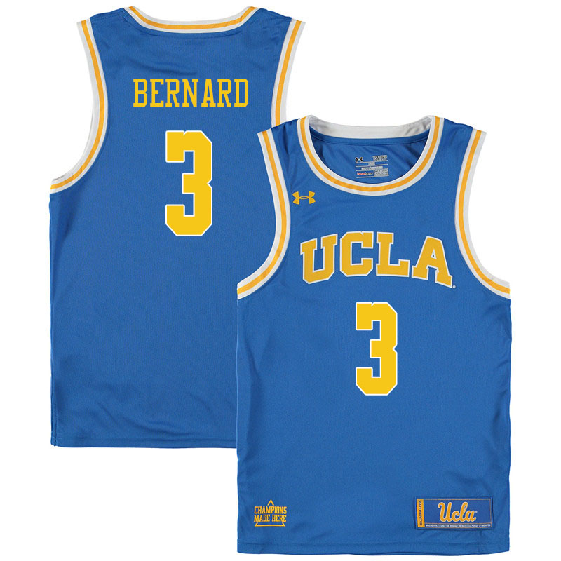 Men #3 Jules Bernard UCLA Bruins College Basketball Jerseys Sale-Blue